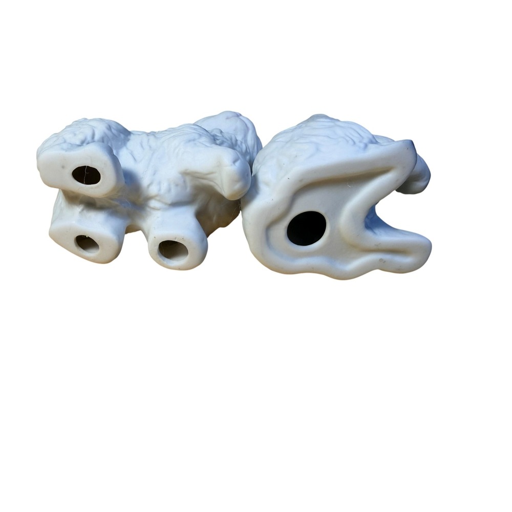 Vintage White Playful Kitten Figurines Set 2 Ceramic Blue Eyes MCM Kitsch Cats - Picture 5 of 8